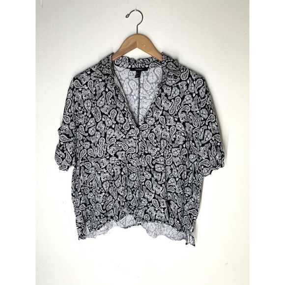 Women’s H&M Size S Oversized Button Down Shirt All Over Print - Picture 1 of 5